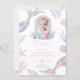 Convites Editable Two The Sea Mermaid Tail Invite Girl Glit