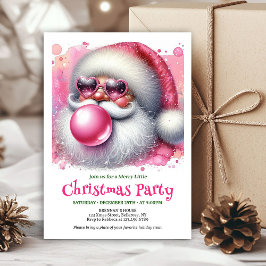 Convites Editable Watercolor Pink Santa Bubble Gum Invite