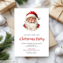 Convites Editable Watercolor Santa Claus Holiday Dinner