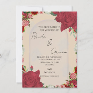Convites Editable Wedding Invitation – Red Floral Design