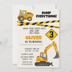 Convites Editáveis de Aniversário para Construção