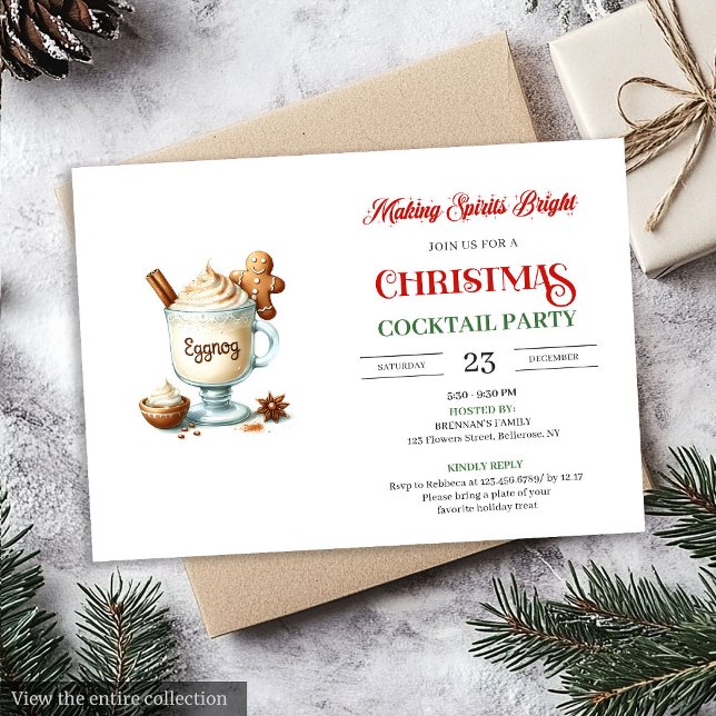 Convites Editáveis para Festa de Coquetéis de Nata (Modern Christmas Cocktails Party Editable Celebration

)