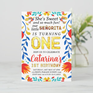 Convites EDITÁVEL Aniversário de 1 ano da Fiesta, Festa Cin