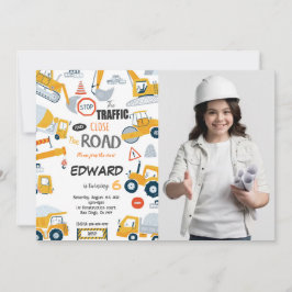 Convites Editável Fechar a foto de Construção da Estrada