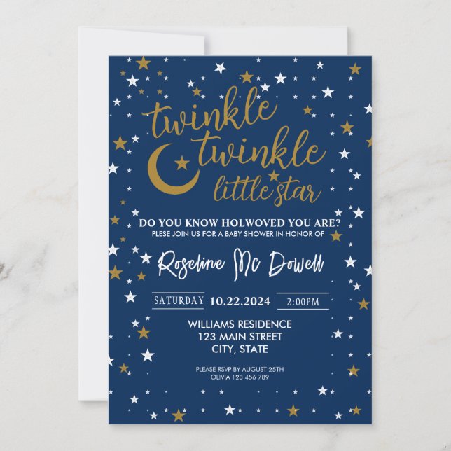 Convites EDITÁVEL Twinkle Twinkle Little Star, Chuveiro de  (Frente)