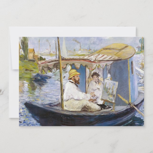 Convites Edouard Manet - Monet em seu Studio Boat (Frente)