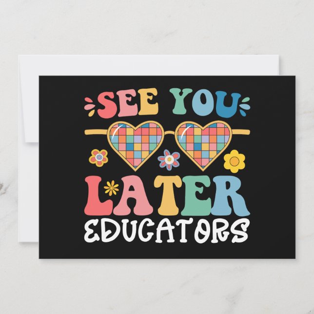 Convites Educadores Até Logo Dia Maravilhoso de Fim de Ano  (Frente)