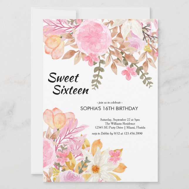 Convites Edulcorante aquoso cor-de-rosa, doce, 16 (Frente)