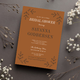 Convites Eerie Autumn Halloween Orange Black Chá de panela