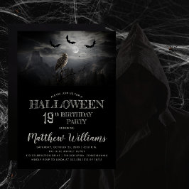 Convites Eerie Owl Bats Night Halloween 19ª Festa de aniver
