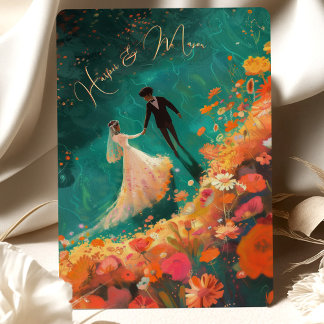 Convites Eethal Blooms - Suite de Casamento de Teal e Coral
