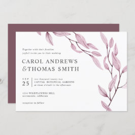 Convites Eethal Burgundy | Casamento Chic Botanic Leaves