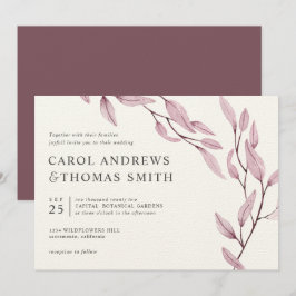 Convites Eethal Burgundy | Casamento Chic Botanic Leaves