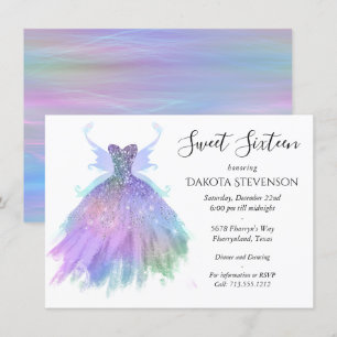 Convites Eethal Fairy Gown   Rainbow Ombre Pastel Sheen