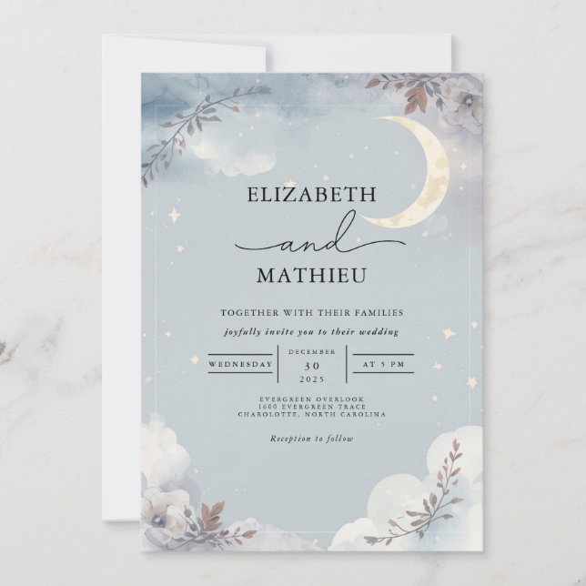 Convites Eethal Moonlit Floral Wedding (Frente)