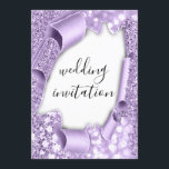 Convites Efeito 3D de Casamento Glitter Púrpura Branco Eleg<br><div class="desc">Convite de vidro moderno Elegante FlorenceK design</div>
