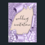 Convites Efeito 3D de Casamento Lâmpada Luminosa Roxa<br><div class="desc">Convite de vidro moderno Elegante FlorenceK design</div>