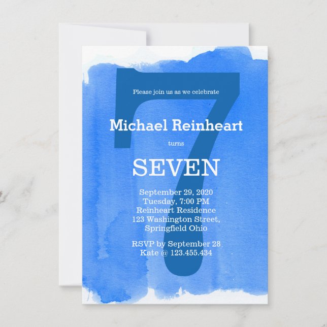 Convites Efeito de Aquarela da Festa de aniversário do Garo (Frente)