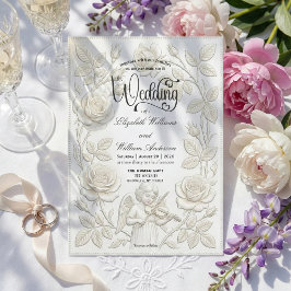 Convites Efeito de Baixo-relevo Floral 3D Falso