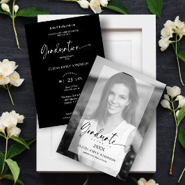 Convites Efeito de Vellum Elegante para Foto Preto e Branco