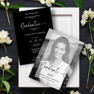 Convites Efeito de Vellum Elegante para Foto Preto e Branco
