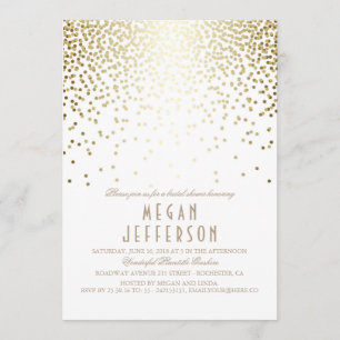 Convites Efeito Dourado Confetti Art Deco Chá de panela
