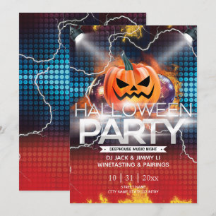 Convites Efeito Neon Eletrônico Jack-O-Lanterna Halloween