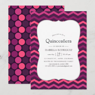 Convites Efeito néon roxo e rosa Quinceanera