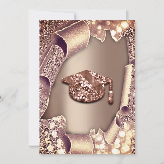 Convites EFEITO Rosa 3D DA Glitter  BONÉ DE formando (Verso)
