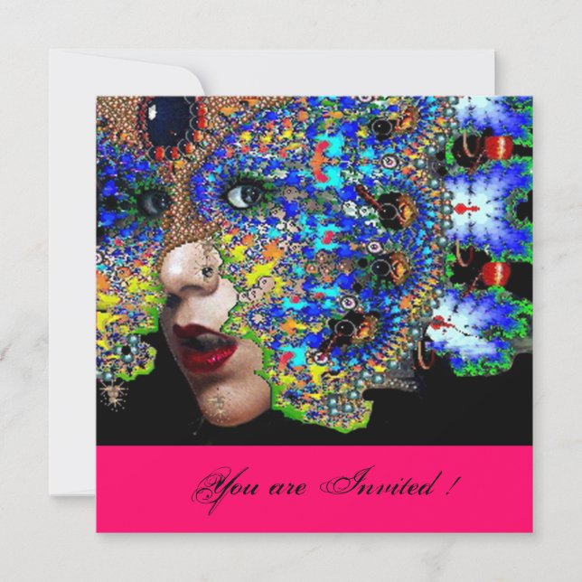 Convites EFÊMERO Baile de Máscaras do Carnaval, fúcsia pret (Frente)