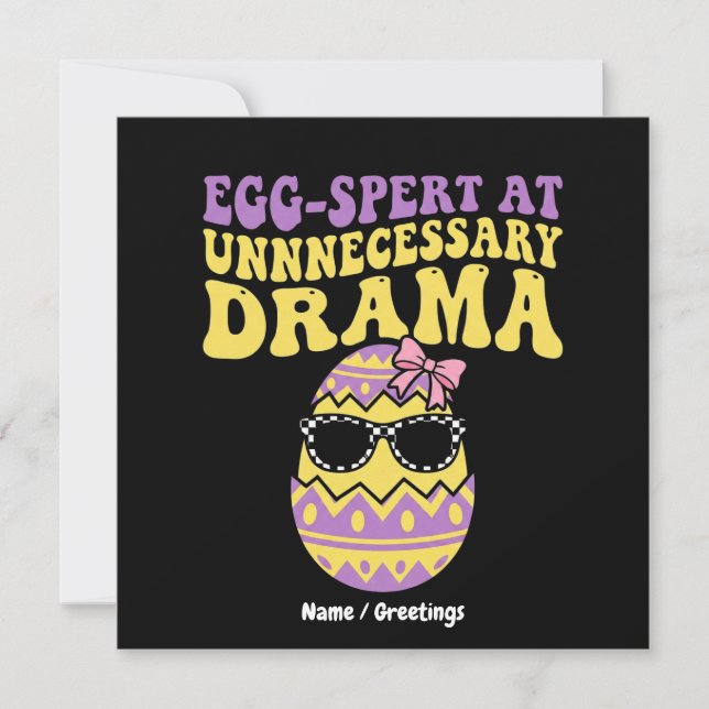 Convites Egg-spert At Unnecessary Drama Funny Retro Easter  (Frente)