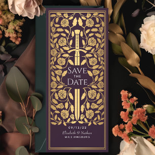 Convites EggPlant Medieval Sword Save the Date Invitation