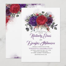 EggPlant Purple e Burgundy Floral Casamento outono