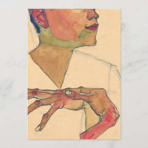 Convites Egon Schiele - Retrato Automático Com Mãos No Pe