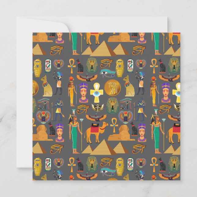 Convites Egyptian Hieroglyphic Symbol Pattern pharaoh      (Frente)