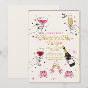 Convites Ei Bebê Galentines Festa Vinho Bolo