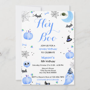 Convites Ei Boo Blue Ghost Halloween Aniversário