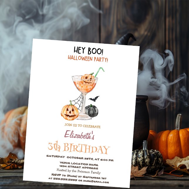 Convites Ei Boo Coquetel de Abóbora Aniversário de Hallowee (Criador carregado)