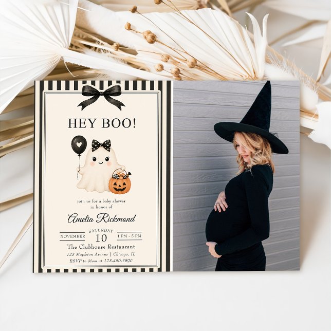 Convites Ei Boo Fofinho Fantasma Foto de Chá de Bebê de Hal (Criador carregado)