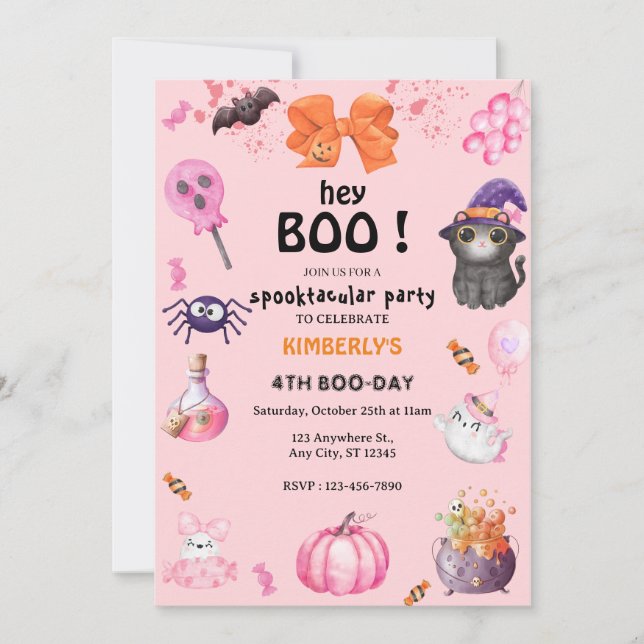 Convites Ei, Boo! Halloween Ghost Spooktacular Birthday (Frente)