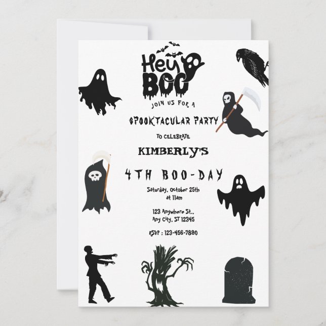 Convites Ei, Boo! Halloween Ghost Spooktacular Birthday Inv (Frente)