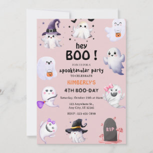 Convites Ei Boo! Lilás Rosa Menina Fantasma de Halloween An
