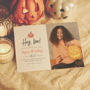 Convites Ei Boo Modern Halloween Boho Girl Foto de aniversá