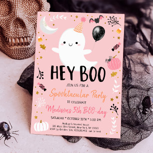 Convites Ei Boo Pink Fantasma Aniversário de Halloween