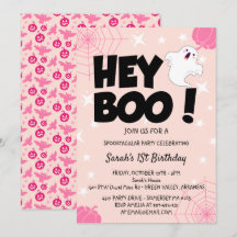 Ei Boo Rosa Halloween Festa de aniversário Fantasm