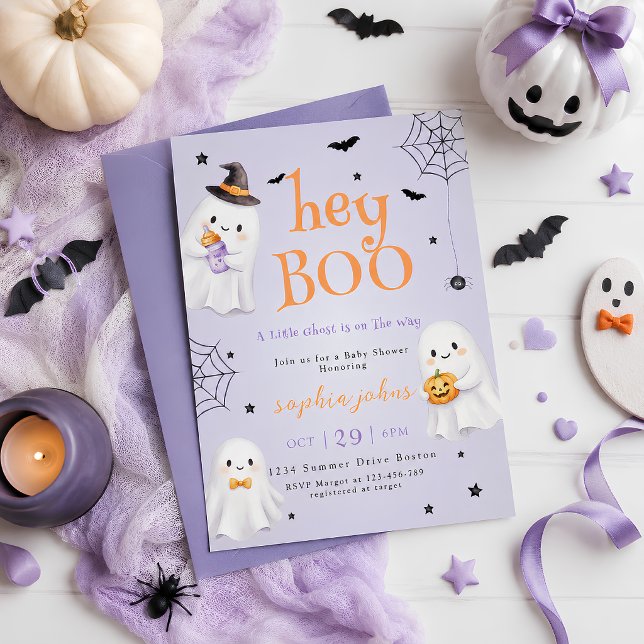 Convites Ei Bu Chuvinha de Bebê de Halloween fantasma (Criador carregado)