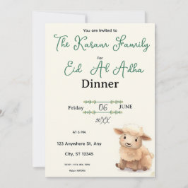 Convites Eid  Al Adha Beige Cute Sheep Dinner 