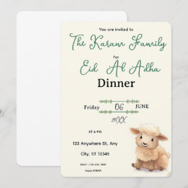 Convites Eid  Al Adha Beige Cute Sheep Dinner 