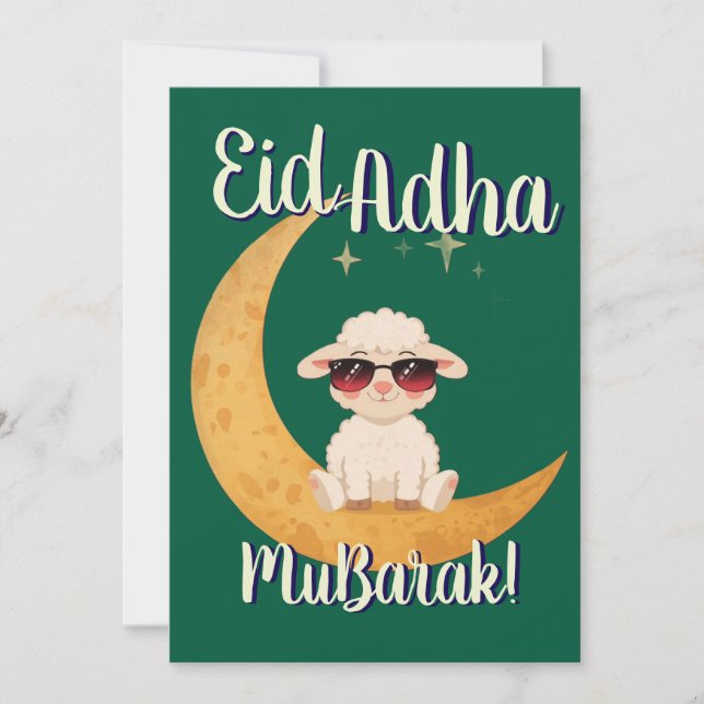 Convites Eid Al Adha Mubarak Cute Sheep Greeting Card  (Frente)