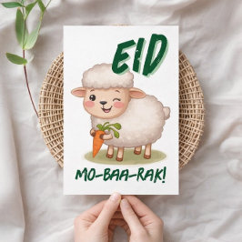 Convites Eid Al Adha Mubarak Cute Sheep Greeting Card 